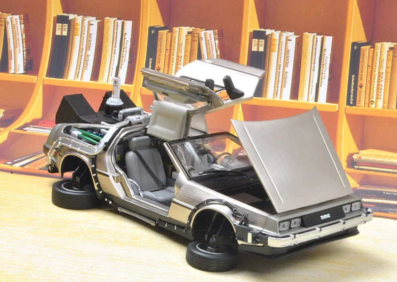 Модель автомобиля из металлического сплава, модель литья под давлением, часть 1, 2, 3, машина времени, модель DeLorean DMC-12, игрушка Welly, коллекция «Назад в будущее», коллекция 1/18