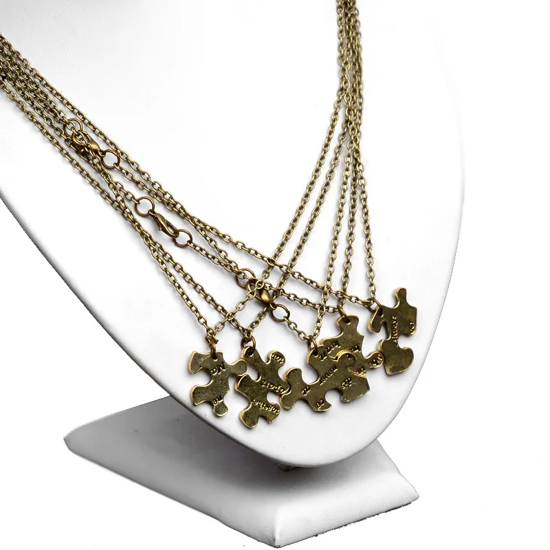 5 шт. набор ожерелье лучших друзей для женщин Ретро необычная геометрическая мозаика кулон 5 сестер ожерелье BFF ювелирные изделия дружбы