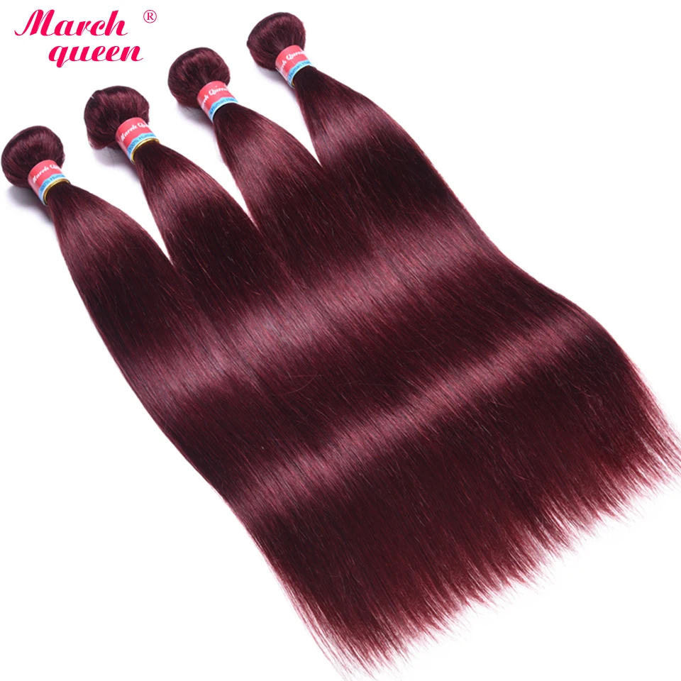 March Queen #99J Red Wine Color Malaysian Straight Hair ...