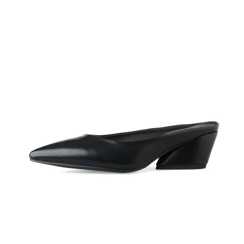 QUTAA/2019 г. женские босоножки на необычном каблуке Шлёпанцы из искусственной кожи Slingback острый носок Модные Повседневные шлепанцы Летние