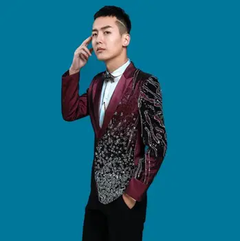 

personalized men suits designs masculino homme terno stage costumes for singers men sequin blazer dance clothes jacket punk