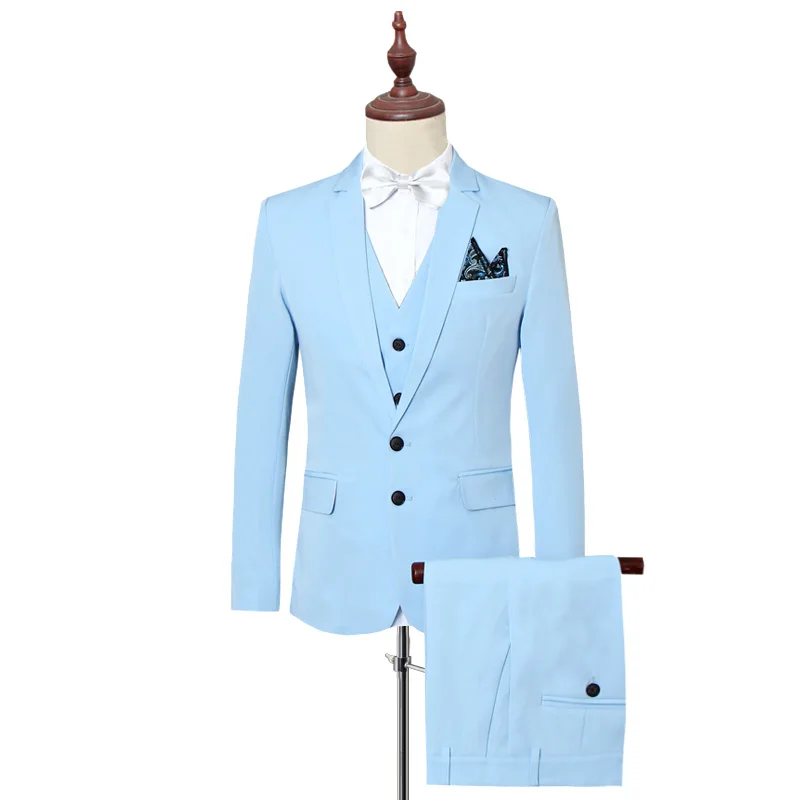 2018 New Formal Business Suits for Men 3 Pieces(Jacket+Vest+Pants ) Tuxedos Slim Fit Suit Men Wedding Party Suit Traje de hombre