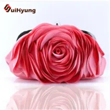 New Fashion Women Party Evening Bag. Elegant Three-dimensional Flowers Wedding Handbags. Lady Silk Day Clutches Purse Multicolor