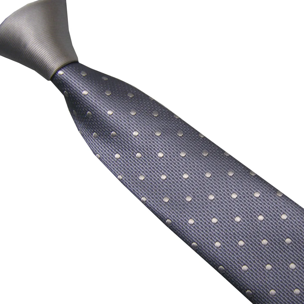 

LAMMULIN Men's Ties Gray Knot Contrast Dark Gray with Gray Polka Dot Jacquard Necktie Microfiber Skinny Tie 6cm