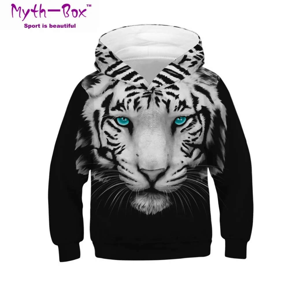 Kid Boys Girls 3D Print Hoodies Sweatshirt Tiger Cat Animal Print Winter Sweater 