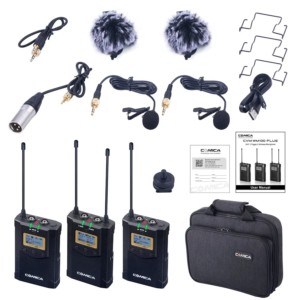 

COMICA CVM-WM100 PLUS UHF 48-Channels Mono StereoReal-Time Monitoring Wireless MicrophoneDual-Transmitter and One Receiver MIC