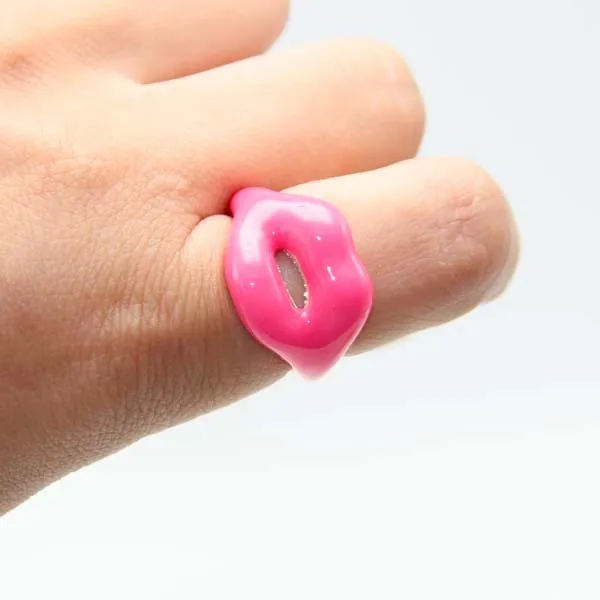 Новое поступление, сексуальное кольцо Красного и розового цветов, маленькая форма губ, кольцо на палец