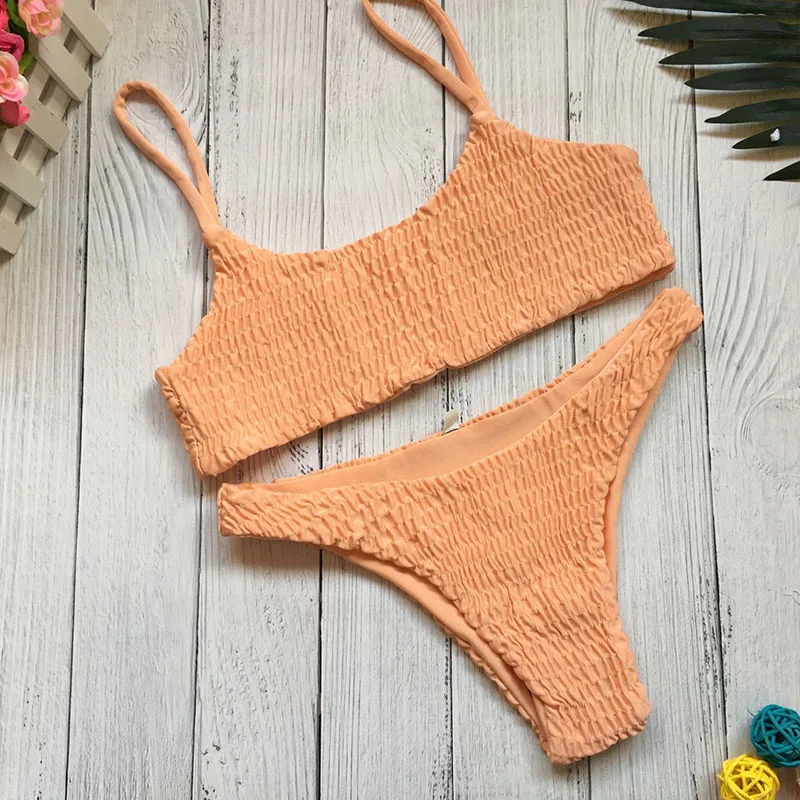 Biquinis Feminino сексуальный однотонный бюстгальтер пуш ап без бретелек комплект