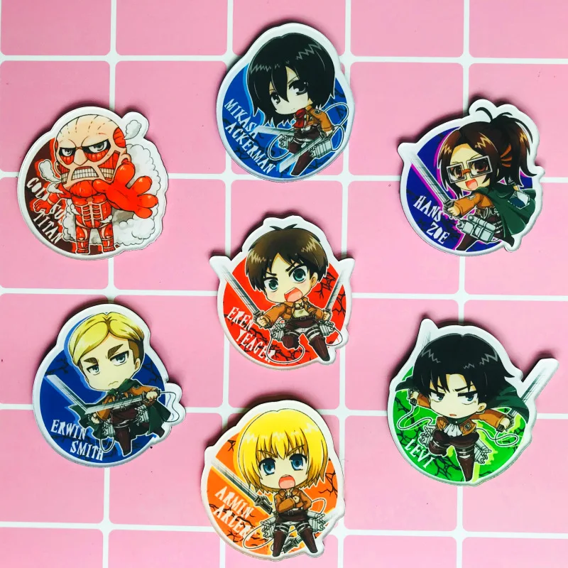 

10pcs/set Anime Attack on Titan Badge Eren Armin Ervin Levi Characters Acrylic Pin Brooch Cartoon Souvenir Gift drop-ship