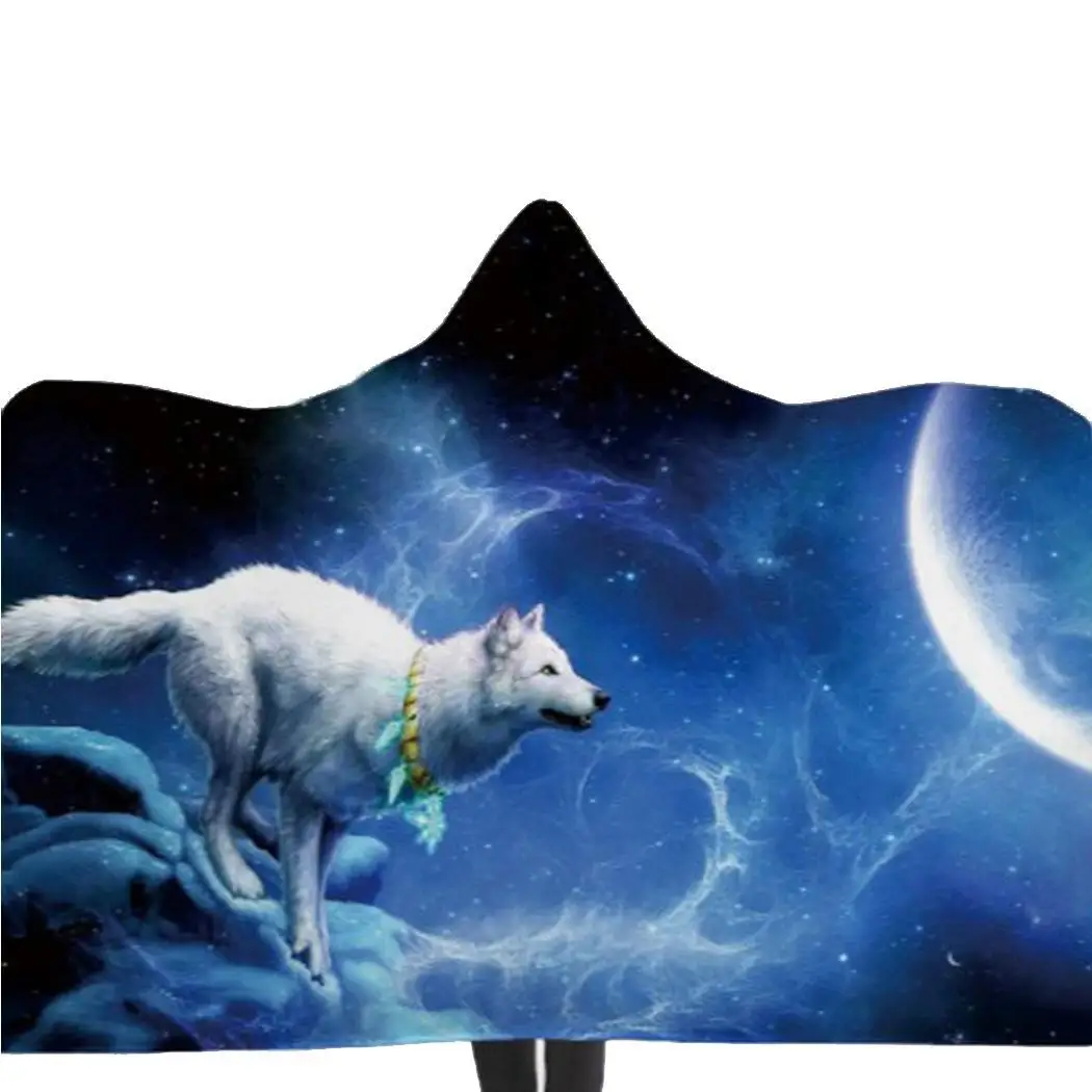 

Soft Comfortable Print Hooded Wearable Blanket Winter Wrap Home 26 Colors Blanket 4.5