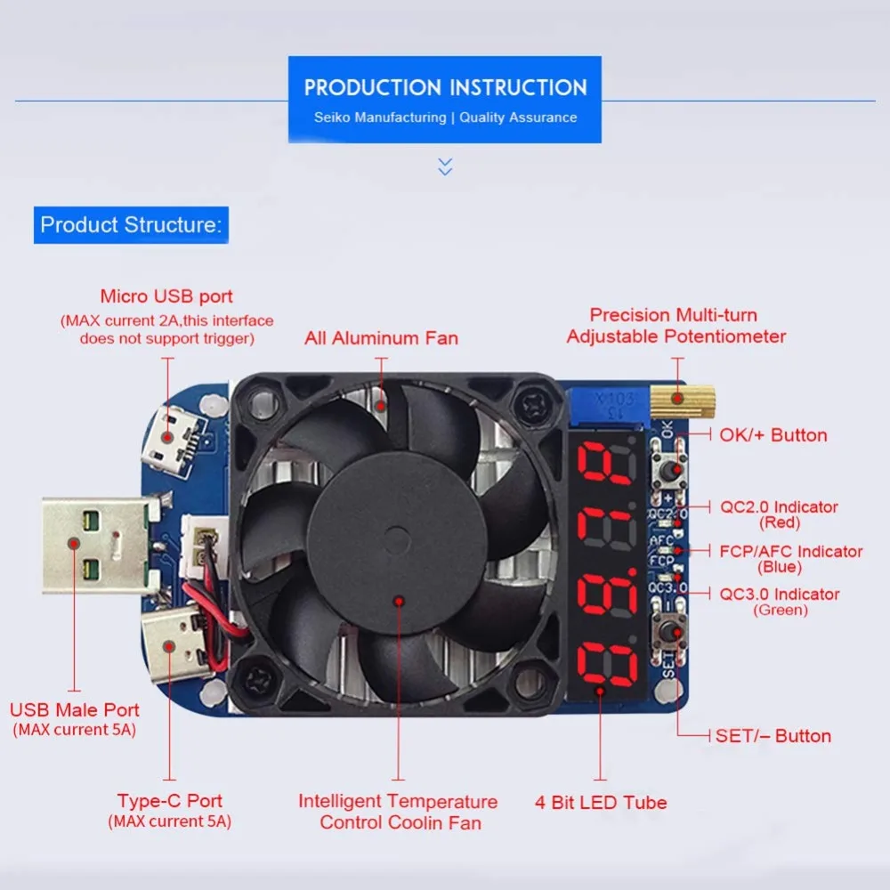 Триггер HD25 HD35 QC2.0 QC3.0 25 Вт 35 Электронный USB резистор нагрузки тестирование батареи