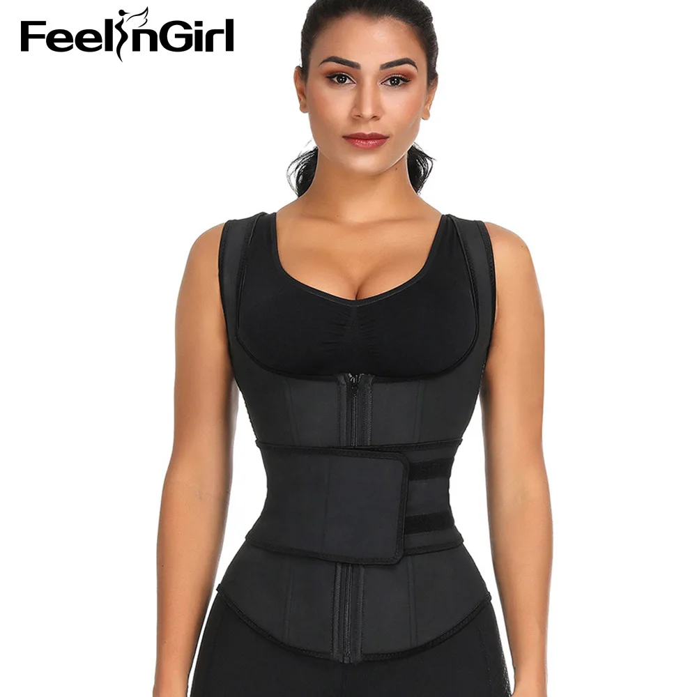 FeelinGirl Высокая компрессионная женская корректирующая одежда латексная Талия тренажер неопреновый корсаж тонкий плюс размер фирма контроль тела формирователь жилет