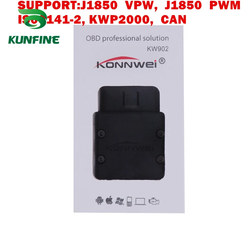 Kunfine kw902 ELM327 Bluetooth 3.0 odb2 II диагностический код сканер чтения Специальный для телефона Android Оконные рамы PC сканирования