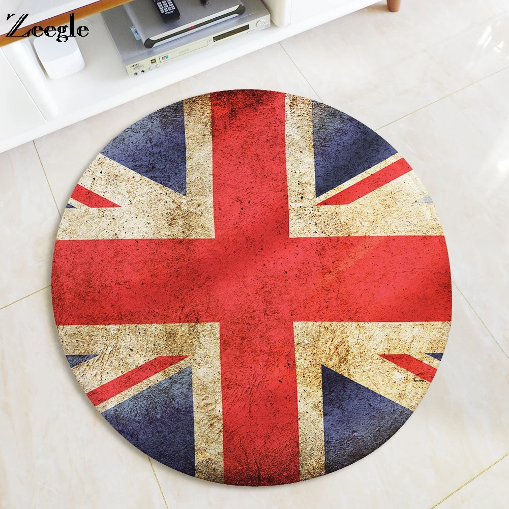 

Zeegle Round Carpet Kids Room Mats World Flag Carpets for Living Room Computer Chair Area Rug Anti-Slip Bedroom Floor Mats Rugs