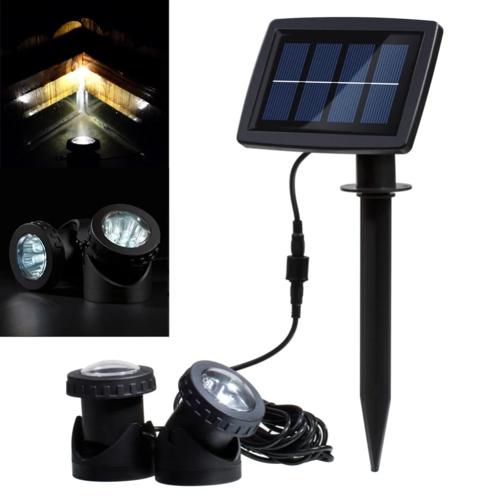 Günstige Solar Powered LED Spot Licht Im Freien Wasserdichte Landschaft Beleuchtung Scheinwerfer Sicherheit Lampe für Garten Pool Teich Rasen Pathway