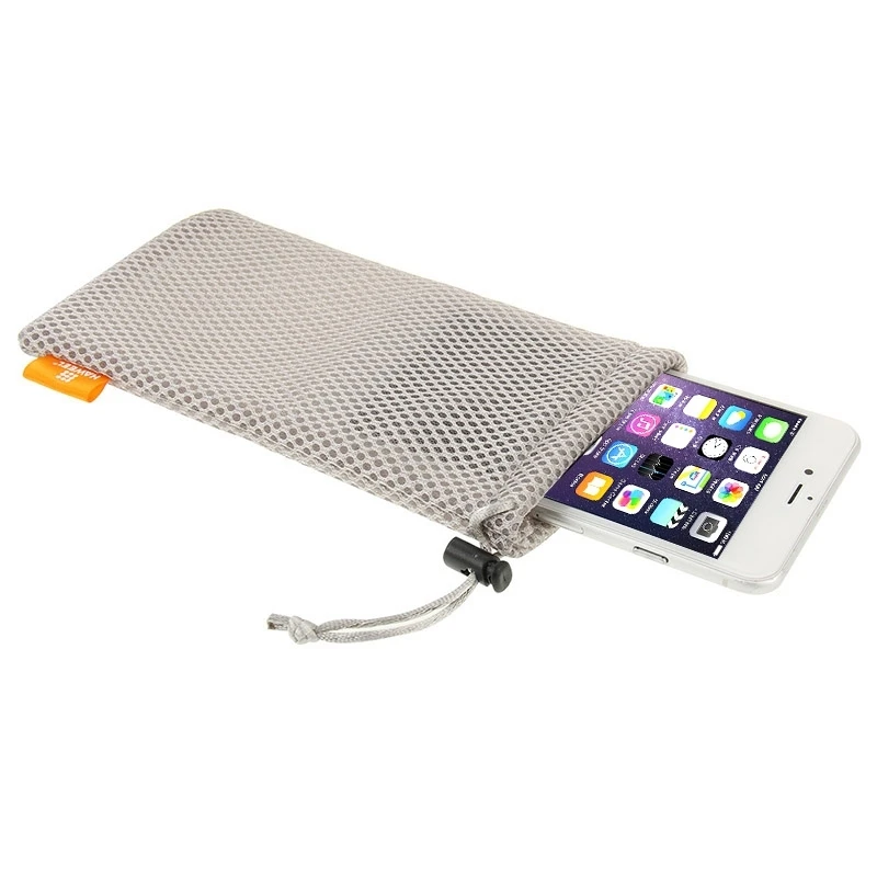 

New Nylon Mesh Pouch Phone Bag+Stay Cord For iPhone/Samsung For Up To 5.5 inch Screen Phone Size 18.5cm*9cm Mesh Bags
