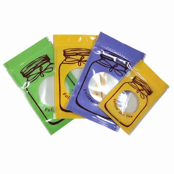 

100Pcs/lot Colorful Bottle Print Plastic Food Storage Zip Bag Resealable Food Snack Retails Packaging Bag with Clear Window