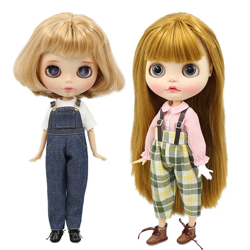 

Baby Doll Clothes Blyth Clothes Set Overalls Pants and T-Shirt for 1/6 BJD, ICY, Azone, Joint Body Blyth Baby Doll Accessories