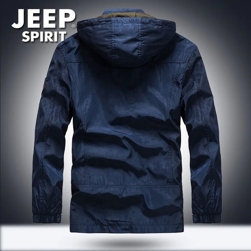 JEEP SPIRIT осень весна карго куртки пальто сафари с капюшоном воротник бомбер одежда с длинным рукавом сплошной цвет модная куртка