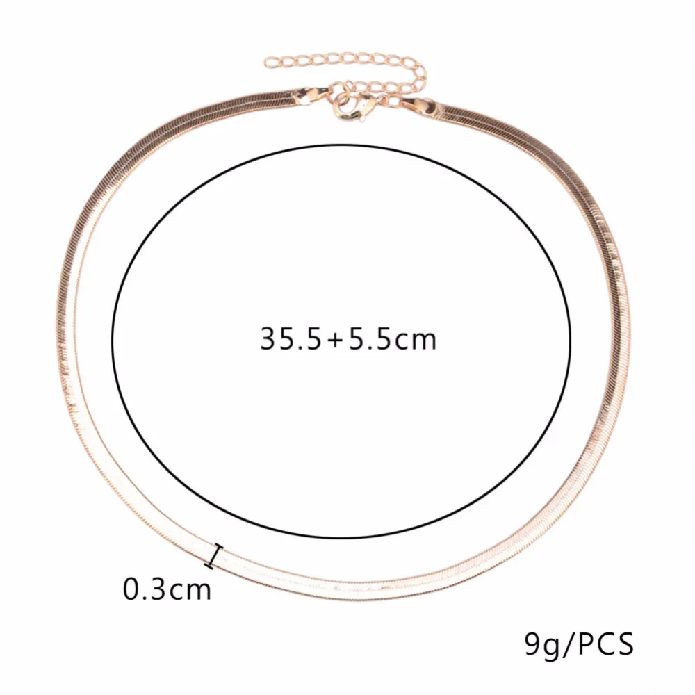 Модное Простое Ожерелье-чокер со змеиным воротником с плоским лезвием и блестками, Золотая Серебряная цепочка, Женские Ювелирные аксессуары, подарок#247801