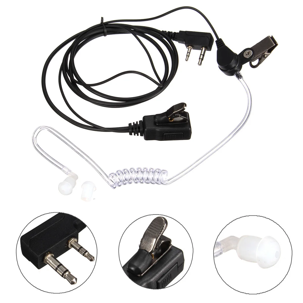 2016 Brand New 1 2m 2 Pin Headset Earphone Mic For Kenwood BAOFENG Two Way Radio