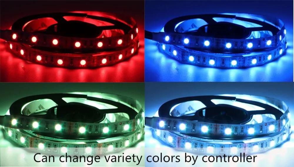 RGB Светодиодные ленты Водонепроницаемый 5050 300 SMD 5 м IP65 гибкие Светодиодные ленты света и ИК-пульт дистанционного управления + 12 В 2A Мощность