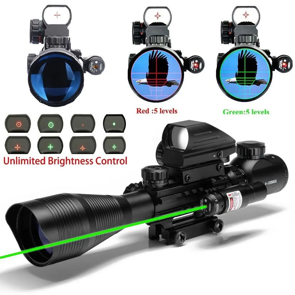 

Spike Combination Tactical 4-12X50 Sniper Riflescope Add Laser Pointer Add Holographic Sight For Hunting Airgun Or Rifle