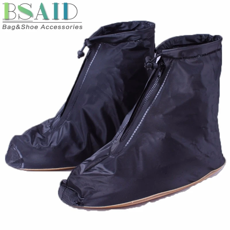 

BSAID 1 Pair PVC Rain Shoes Cover, Zipper Ankle Boots Covers Professional Waterproof Slip-resistant Flat Overshoes For Men Women