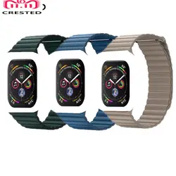 Хохлатая кожаная Петля для Apple Watch 4 группа 44 мм/42 мм ремешок correa iwatch серии 3 2 1 40 мм/38 мм запястье браслет ремешок ремень