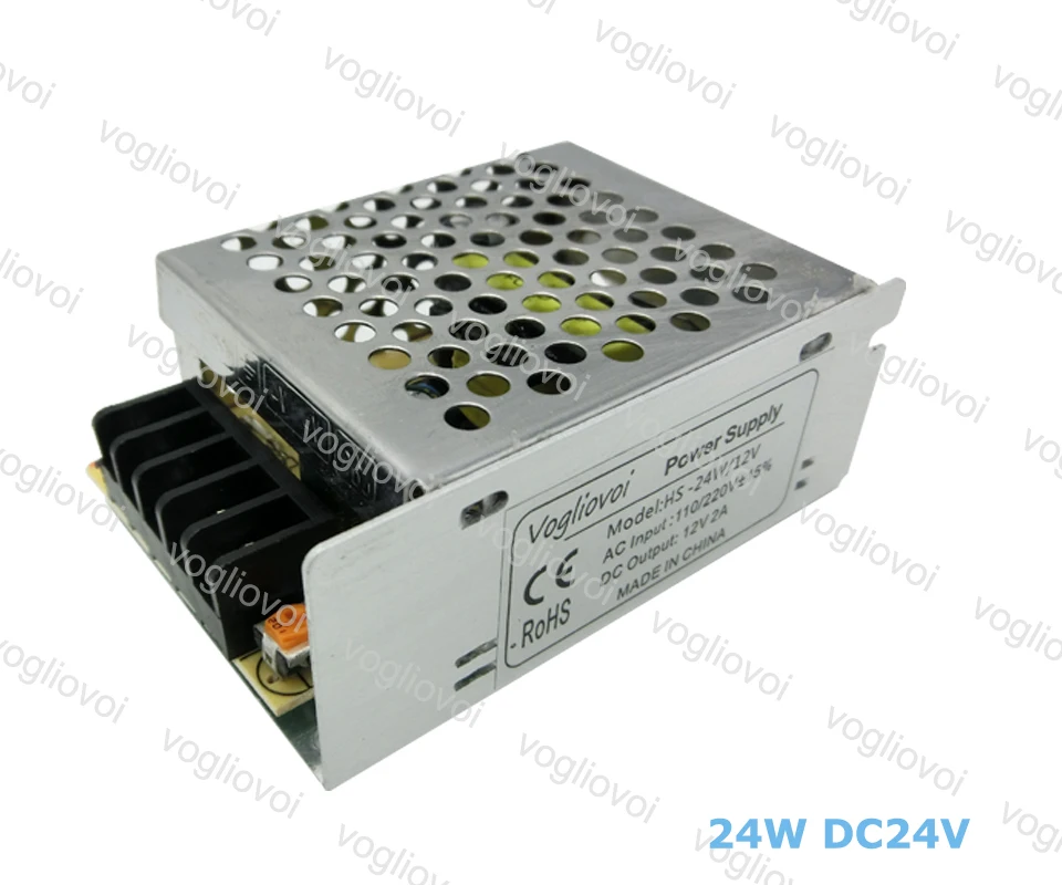 Vogliovoi светодиодный трансформатор 24 Вт DC24V 1A или DC12V 2A Алюминий серебристый светодиодный драйвер Мощность адаптер для 3528 5050 5730 Светодиодные ленты света