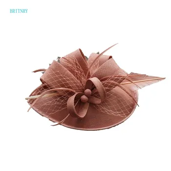 

BRITNRY Vintage Wedding Hat Black Royal Blue Pink Hat Wedding Evening Party Bridal Accessories Real Photos Flower Hat