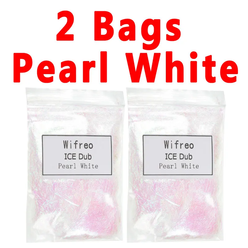 Wifreo 2 сумки Летающий лед Dub для Nymph Scuds ледяное крыло волокно грудной клетки Dubbing материал Flash Sparkle Blending материал - Цвет: 2 bags pearl white