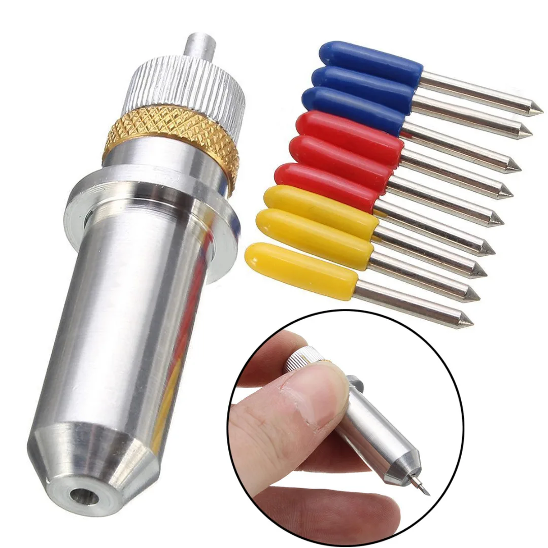 1pc Tungsten Steel Carving Cutting Plotter Blade Holder with 9pcs 30/45/60 Degree Vinyl Cutter Blades 23*2mm цена 1pc Tungsten Steel Carving Cutting Plotter Blade Holder with 9pcs 30/45/60 Degree Vinyl Cutter Blades 23*2mm цены онлайн