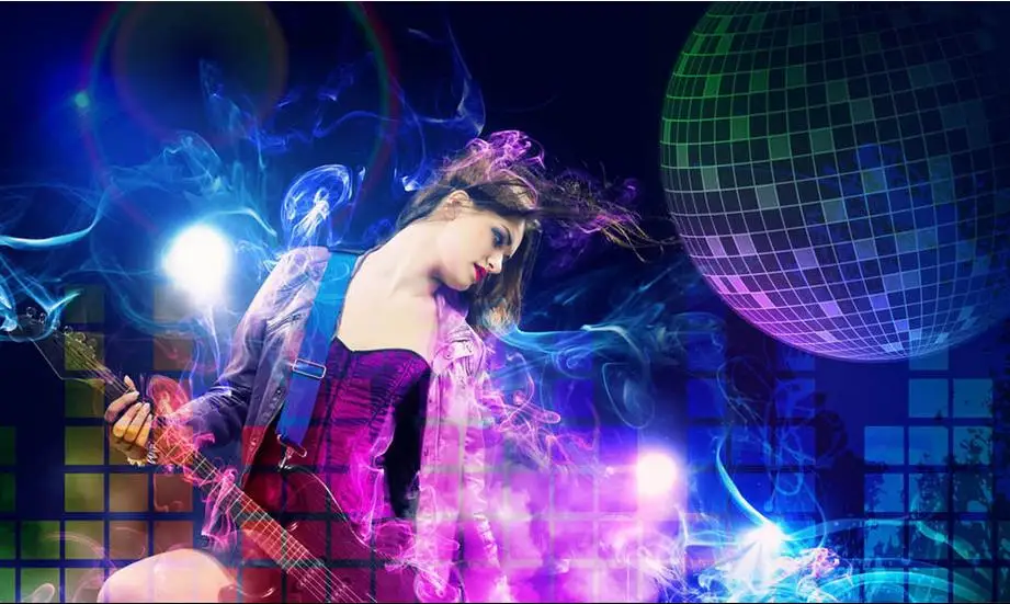 

customized 3d mural wallpaper Cool beauty bar KTV nightclub personality guitar backdrop tooling nonwoven wallpaper