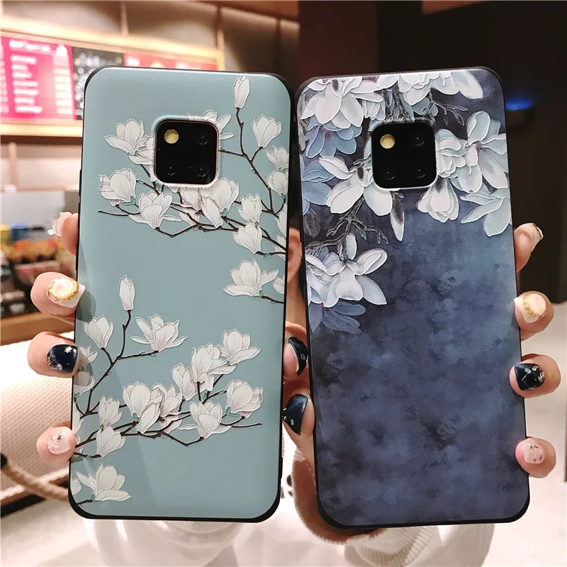 

3D Emboss Relief Flower TPU For Huawei P30 P20 P8 P9 P10 Lite 2017 Mini Mate 20 10 Lite Pro For Huawei Nova 3i 2i 3 3E 4 4E Case
