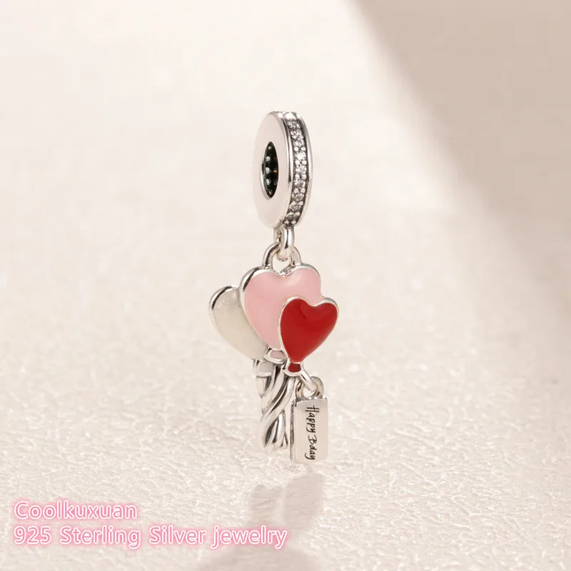 

Mother's Day 100% 925 Sterling Silver Heart Balloons Dangle Charm beads Fits Original Pandora bracelets Jewelry Making