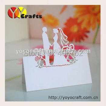 

Romantic "bride and groom" laser cut wedding table card holder