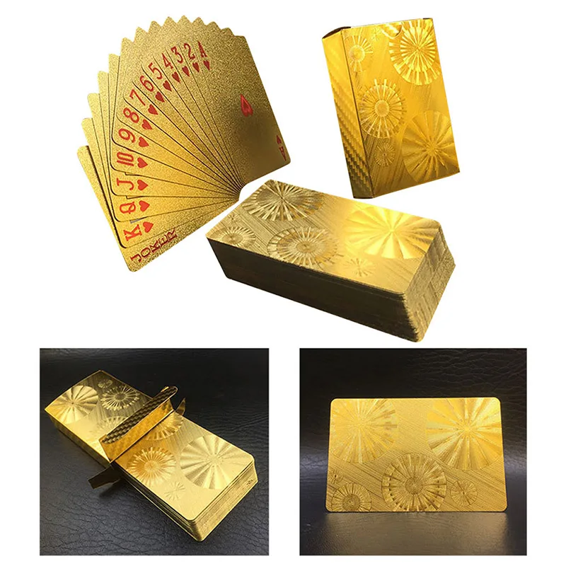 

Golden Foil Plated Normal Playing Cards Poker 52 Cards Special Unusual Birthday Gift Poker Waterproof Cards Magic