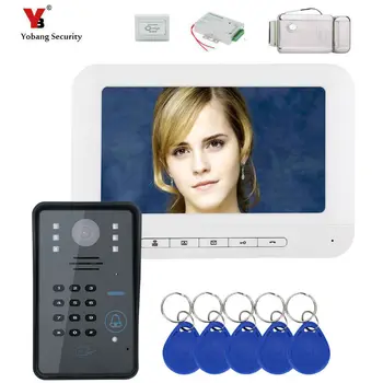 

Yobang Security 7" LCD RFID Password Video Door Phone Intercom Doorbell With IR-CUT Camera 1000 TV Line Electric Lock