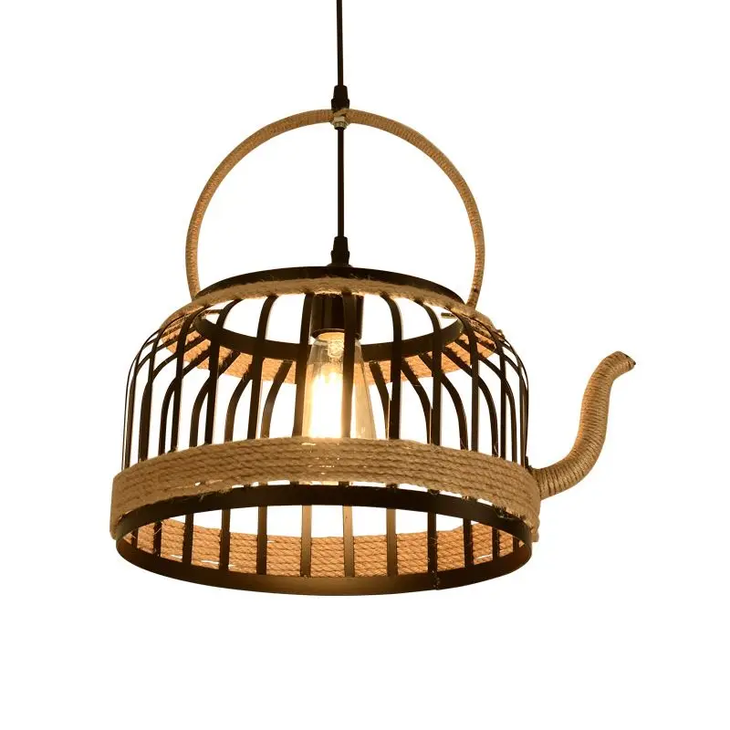 

New American retro creative teapot industrial catering tea shop bar Chess Room personality wrought iron rope chandelier