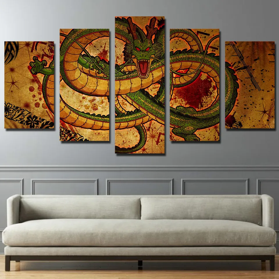 Lienzo pintura salón pared póster Marco en Modular HD impresión 5 paneles decoración imagens dibujos animados Dragon Ball