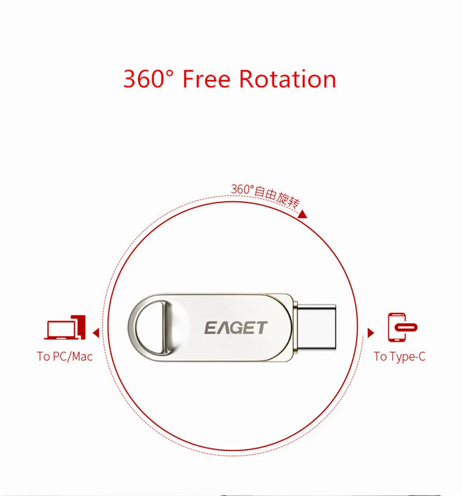 Eaget CU30 USB флеш-накопитель 32 Гб 64 Гб 128 Гб металлический флеш-накопитель 64 Гб type-C Мини-флеш-диск cle Usb 3,0 Флешка 128 ГБ USB флешка