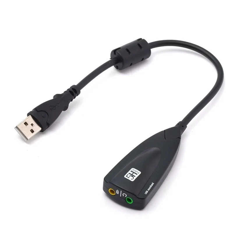 USB 2,0 к разъему 3,5 мм внешняя звуковая карта 3D Аудио гарнитура микрофон 7,1 канал 5HV2 адаптер для ноутбука профессиональный - Цвет: Black