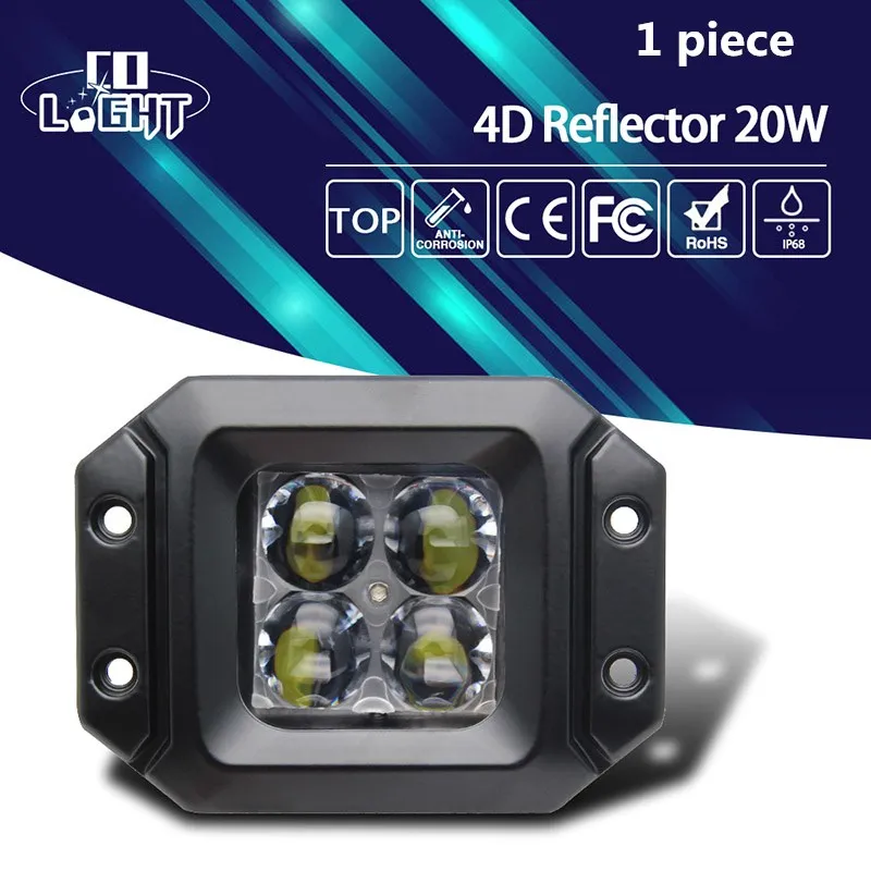 

CO LIGHT Led Work Light 1pc 20W Flood Beam 3" Driving Light 12V Auto Offroad Work Light bar for Jeep Wrangler Ford 4x4 Toyota