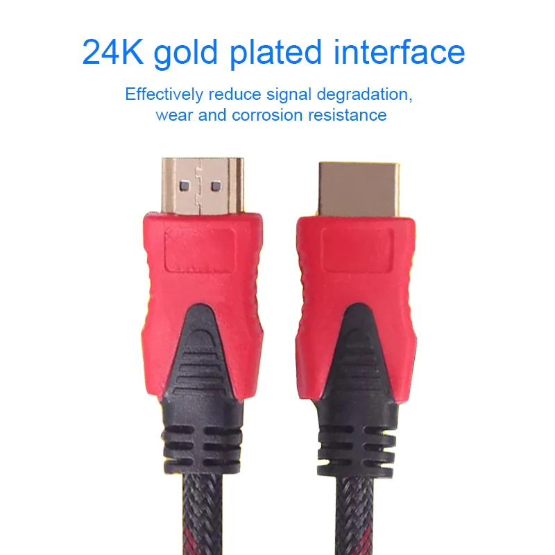 Basix HDMI кабель высокоскоростной позолоченный соединение с красной, черной сеткой 1080P 1,4 видео кабель для HDTV сплиттер коммутатор