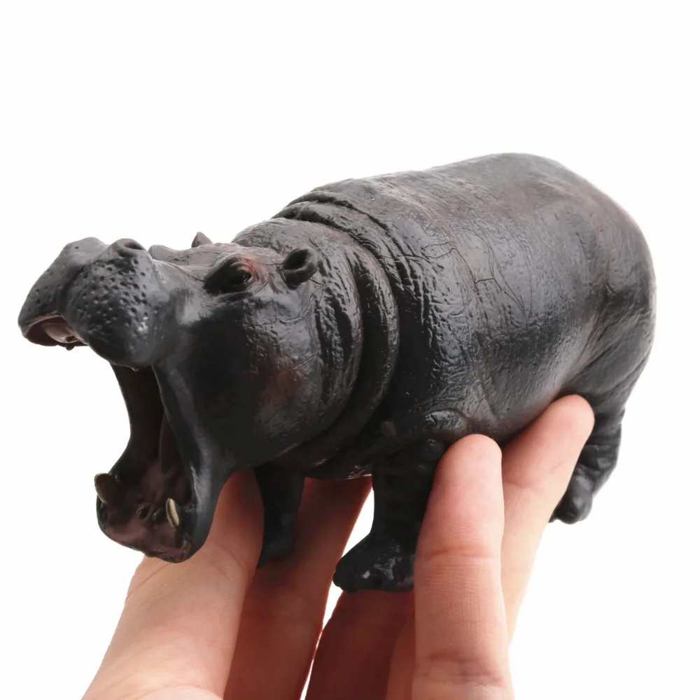 REikirc Solid Type Hippo Action Figures Toy Africa Wild Animal Plastic