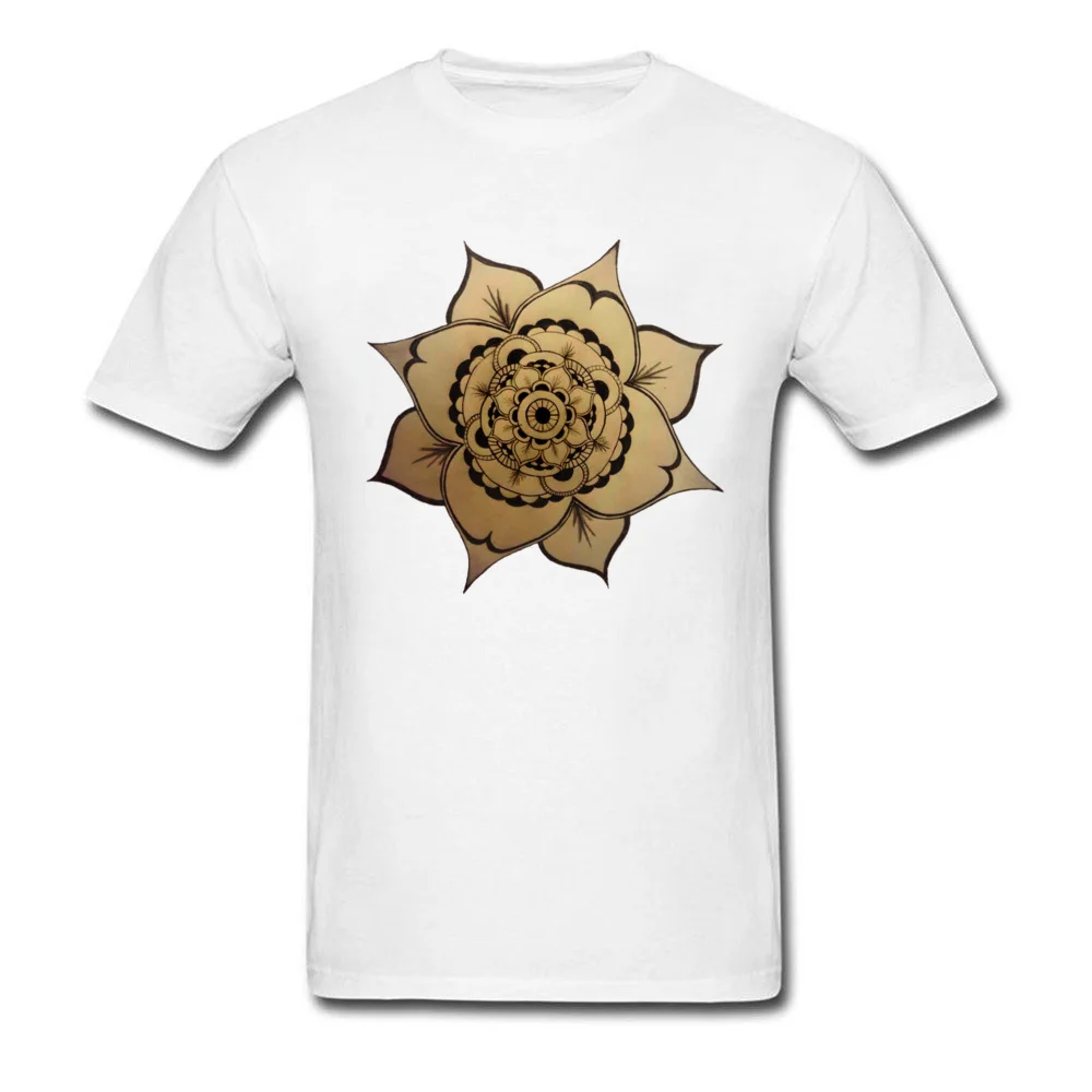Mandala 100% Cotton Birthday T Shirt Fashion Short Sleeve Men T-shirts Geek Mother Day Tees Round Neck Drop Shipping Mandala white