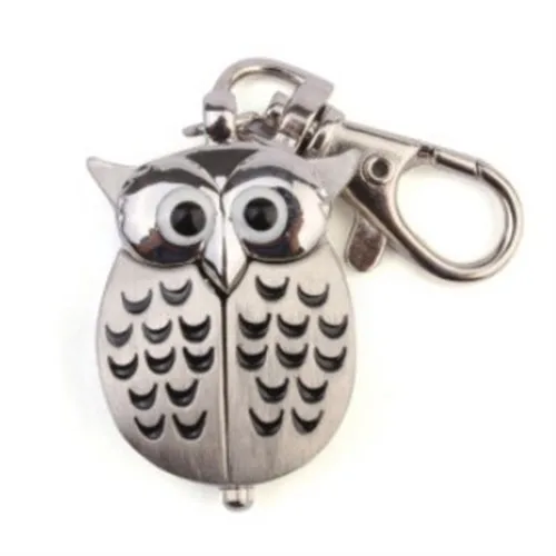 New Elegant Gorgeous Owl Stainless Steel Watch Clip Pocket Watch Keychain Best Gift LXH