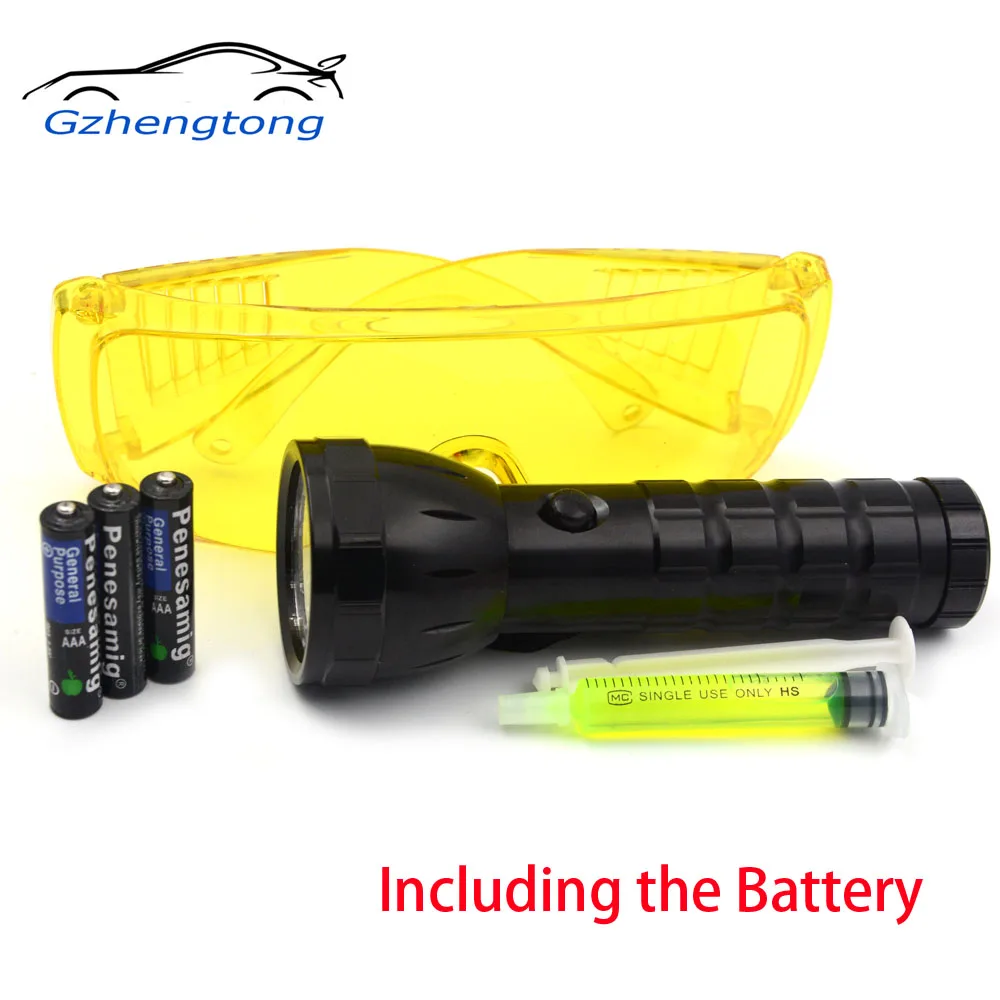 

Gzhengtong Black 28 LED Flashlight Car Air Conditioning Repair Leaks Kit R134a R410 R12 Fluorescent Oil with Leak Glasses