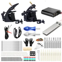 Полный профессиональный набор для татуировки лайнер-шейдерная Татуировка 2 машинных набора набор блок питания, иглы наконечник